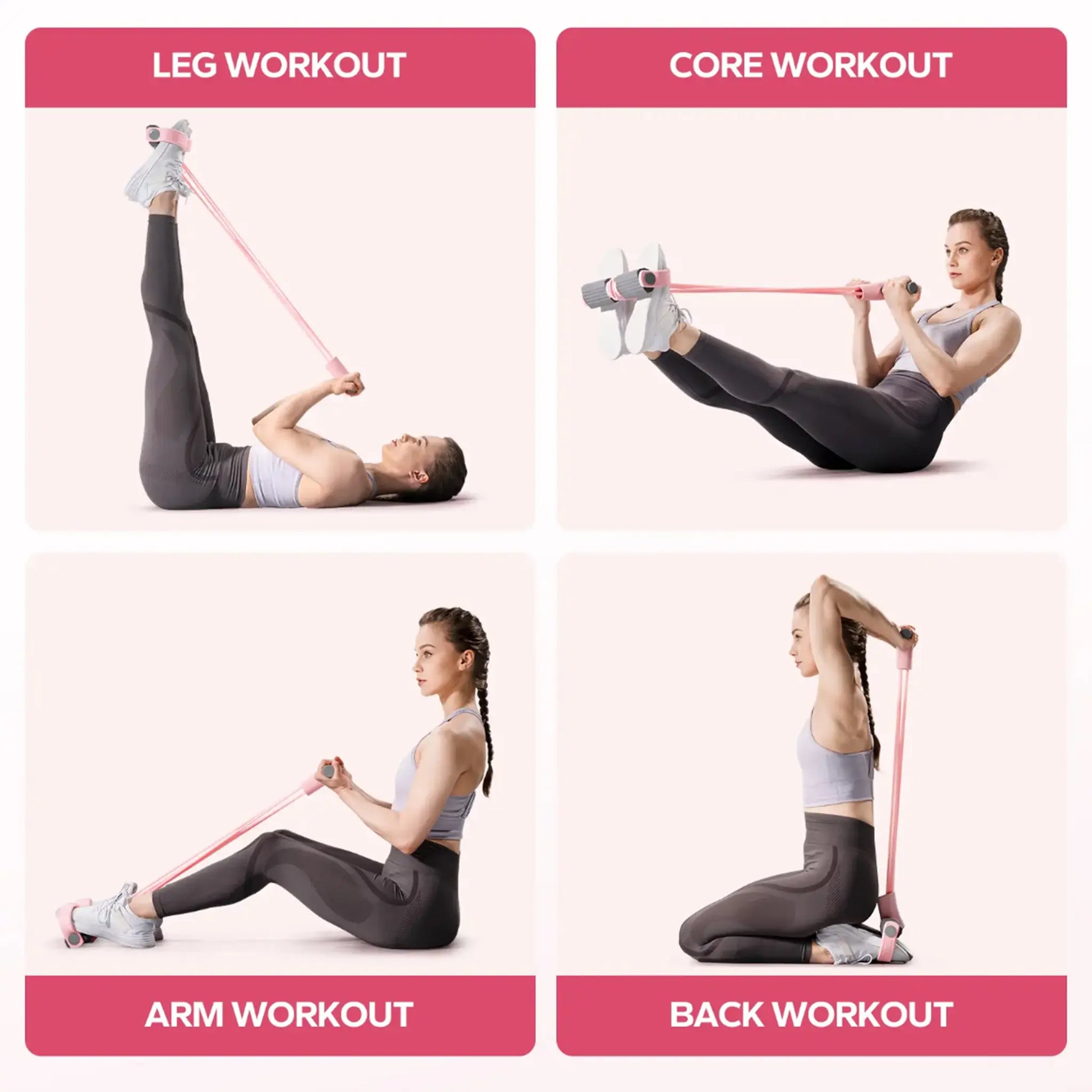 Multi-Functional Pedal Resistance Band Trainer – Portable Foot Pedal Fitness Equipment Home Gym Full Body Workout Machine, Exercise Sit-Ups, Yoga, Abdominal Training