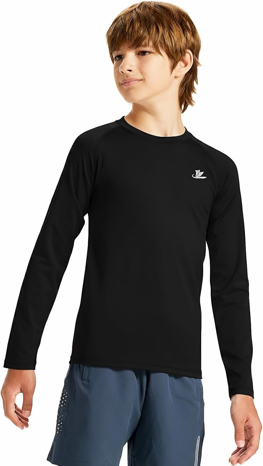 Youth Boys Compression Thermal Shirt Long Sleeve Kids Fleece Baselayer Soccer Baseball Undershirt Slim/Regular/Husky