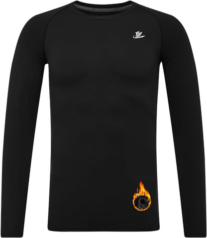 Youth Boys Compression Thermal Shirt Long Sleeve Kids Fleece Baselayer Soccer Baseball Undershirt Slim/Regular/Husky