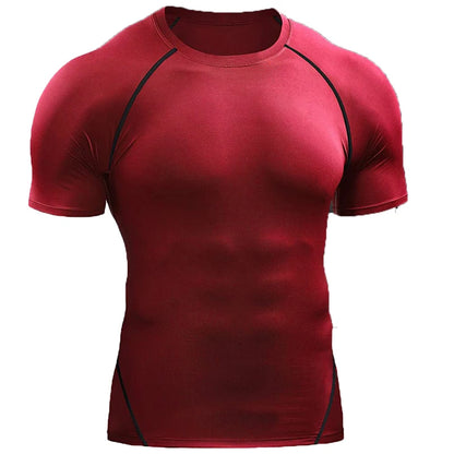 2026 Compression T Shirt Men Summer Sportswear Running T-Shirt Elastic Quick Dry Sport Tops Tee Athletic Gym Workout Shirts Men