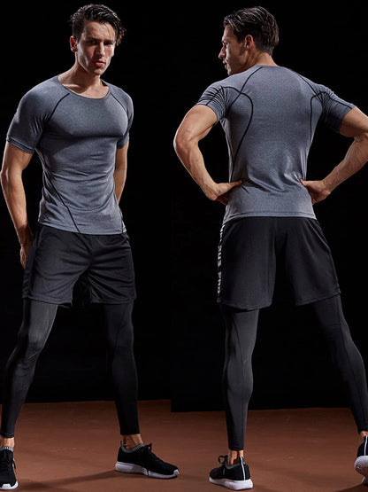 2026 Compression T Shirt Men Summer Sportswear Running T-Shirt Elastic Quick Dry Sport Tops Tee Athletic Gym Workout Shirts Men