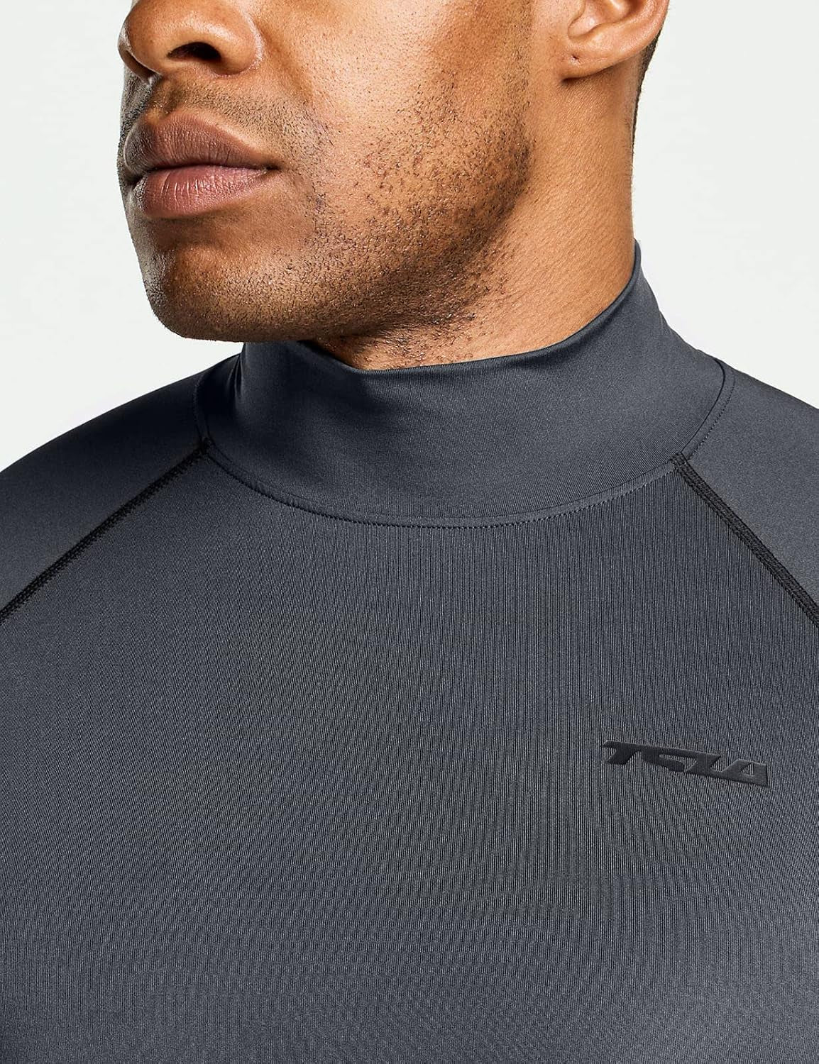 Men'S UPF 50+ Mock Long Sleeve Compression Shirts, Athletic Workout Shirt, Base Layer for Water Sports