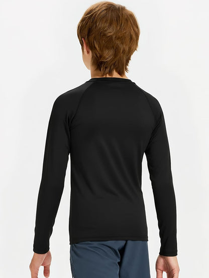 Youth Boys Compression Thermal Shirt Long Sleeve Kids Fleece Baselayer Soccer Baseball Undershirt Slim/Regular/Husky