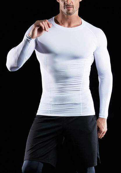 CLSX Men'S UPF 50+ Long Sleeve Compression Shirts, Water Sports Rash Guard Base Layer, Athletic Workout Shirt, 3Pack Dark Black/Dark Charcoal/Pure White, X-Large
