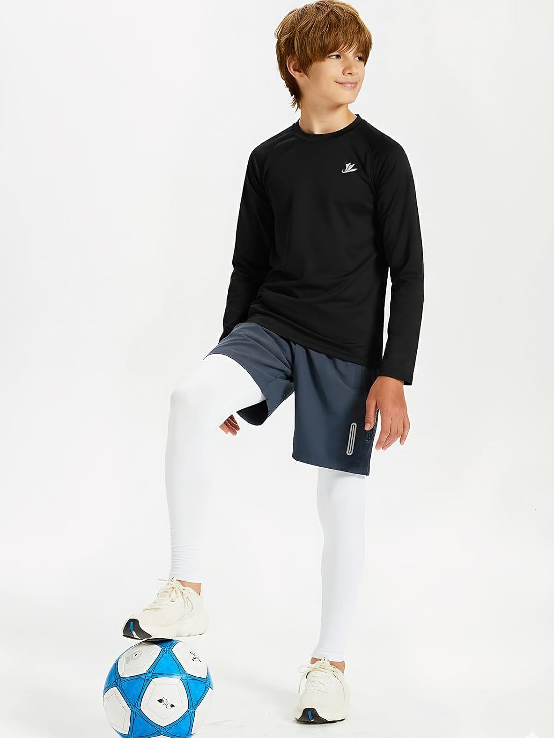 Youth Boys Compression Thermal Shirt Long Sleeve Kids Fleece Baselayer Soccer Baseball Undershirt Slim/Regular/Husky